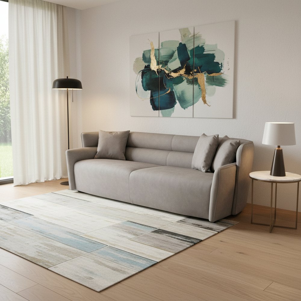 100" Gray Nubuck Leather Boss Sofa