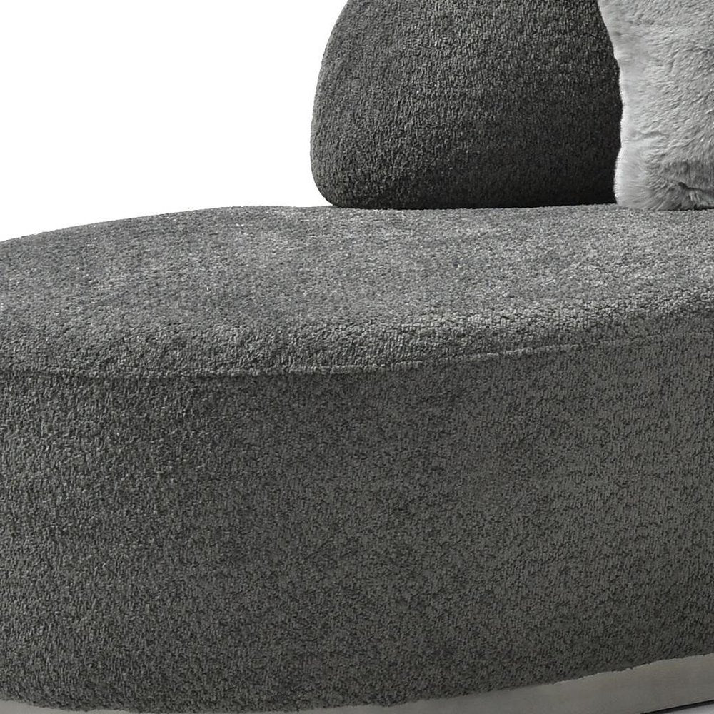 150" Dark Gray Bouclé Curved Perla Sofa with Pillows