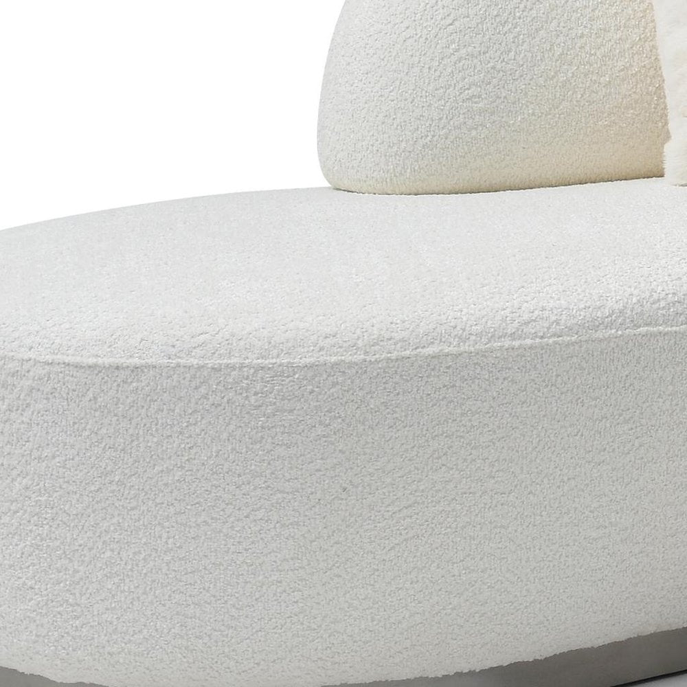 150" White Cotton Curved Perla Sofa with Pillows