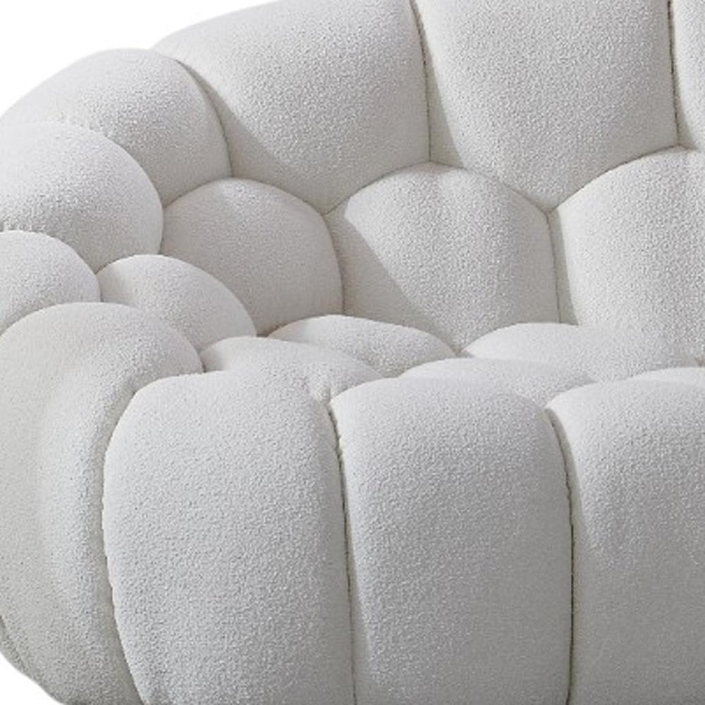 105" White Tufted Bouclé Curved Bubble Sofa