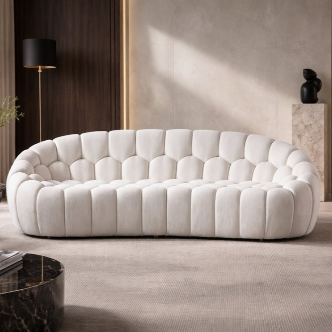 105" White Curved Bubble Sofa