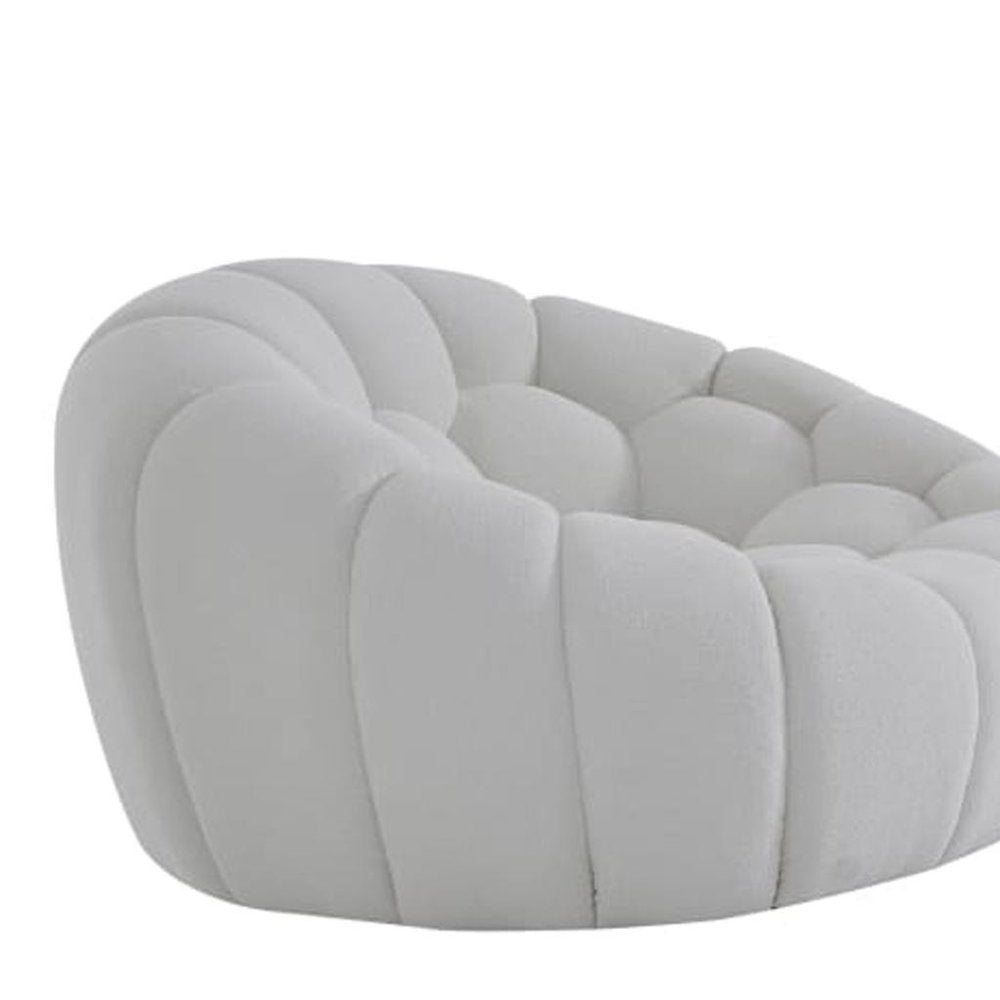 105" White Tufted Bouclé Curved Bubble Sofa