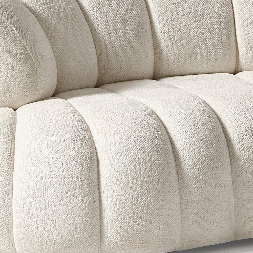 118" White Chenille Curved Tufted Sectional