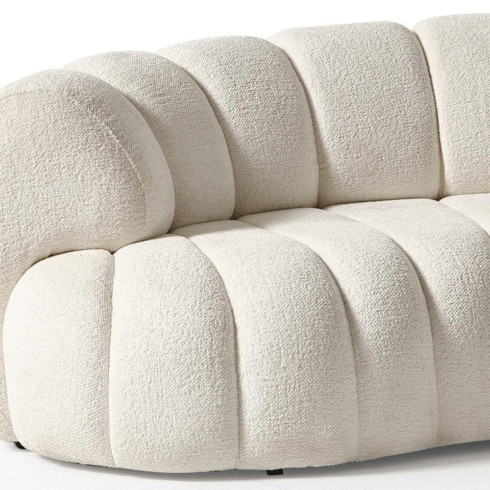 118" White Chenille Curved Tufted Sectional