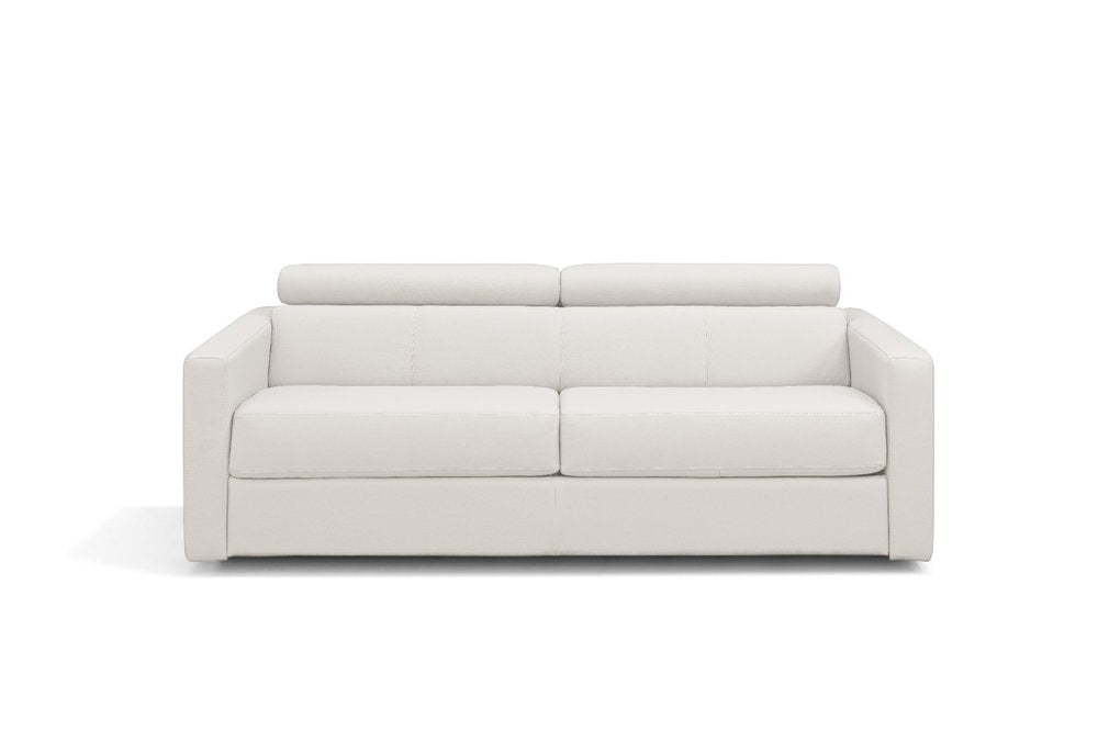 81" White Leather Sleeper Sofa