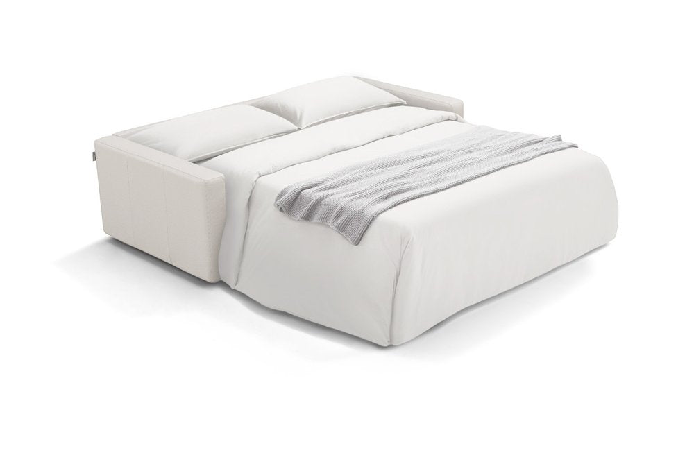81" White Leather Sleeper Sofa