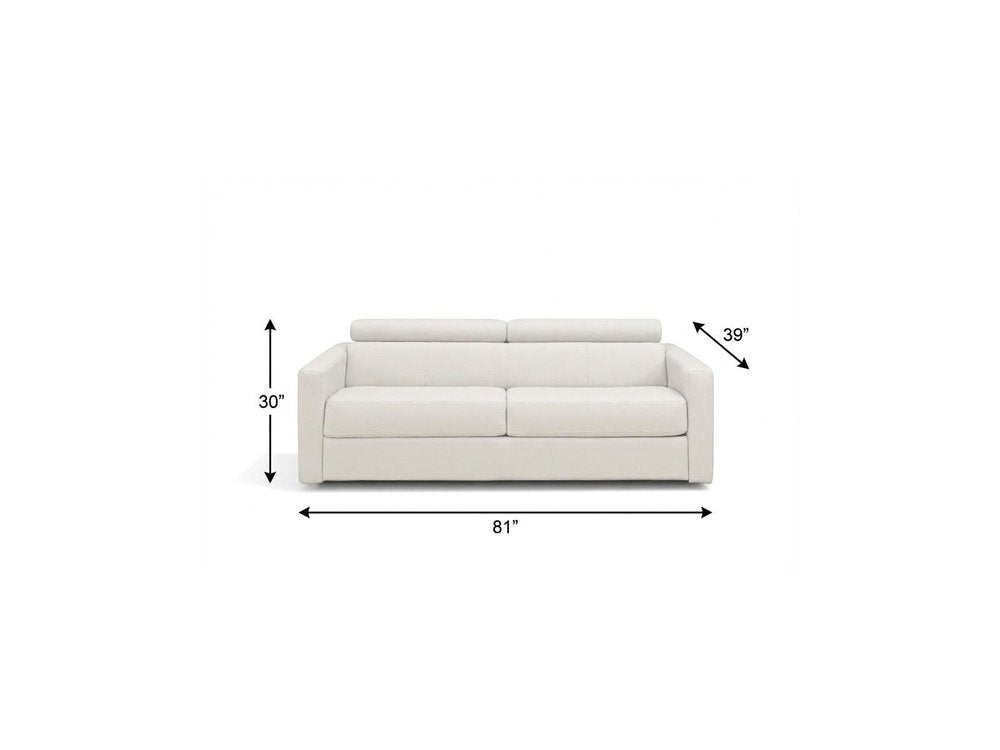 81" White Leather Sleeper Sofa