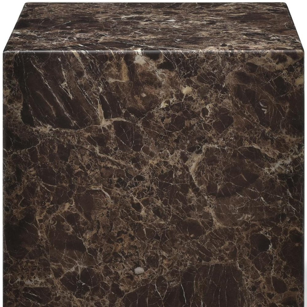 20" Black Marble Square Block End Table