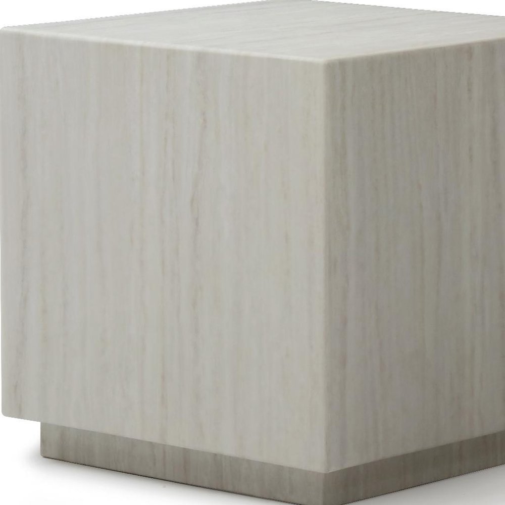 20" Black Marble Square Block End Table