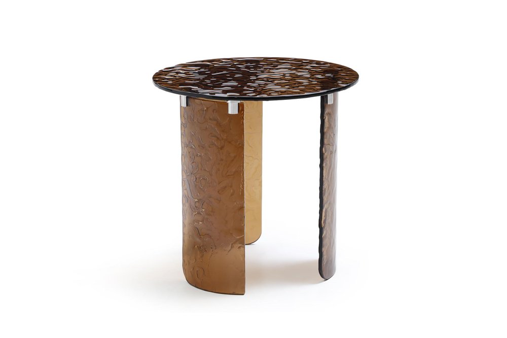 20" Bronze Glass Round Pedestal End Table
