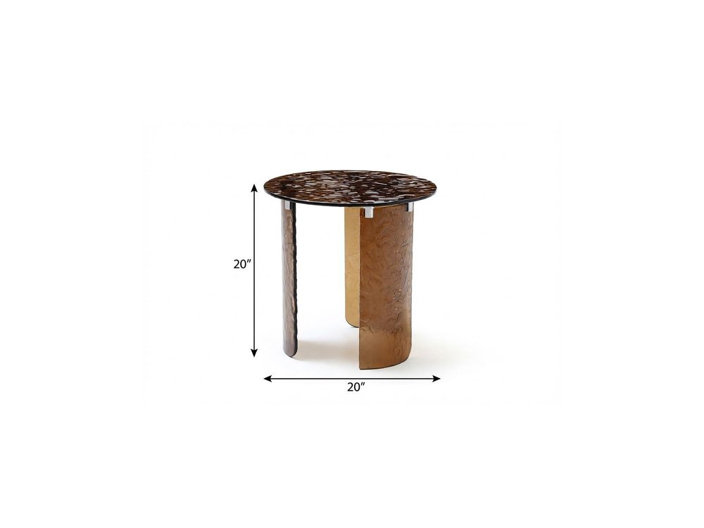 20" Bronze Glass Round Pedestal End Table