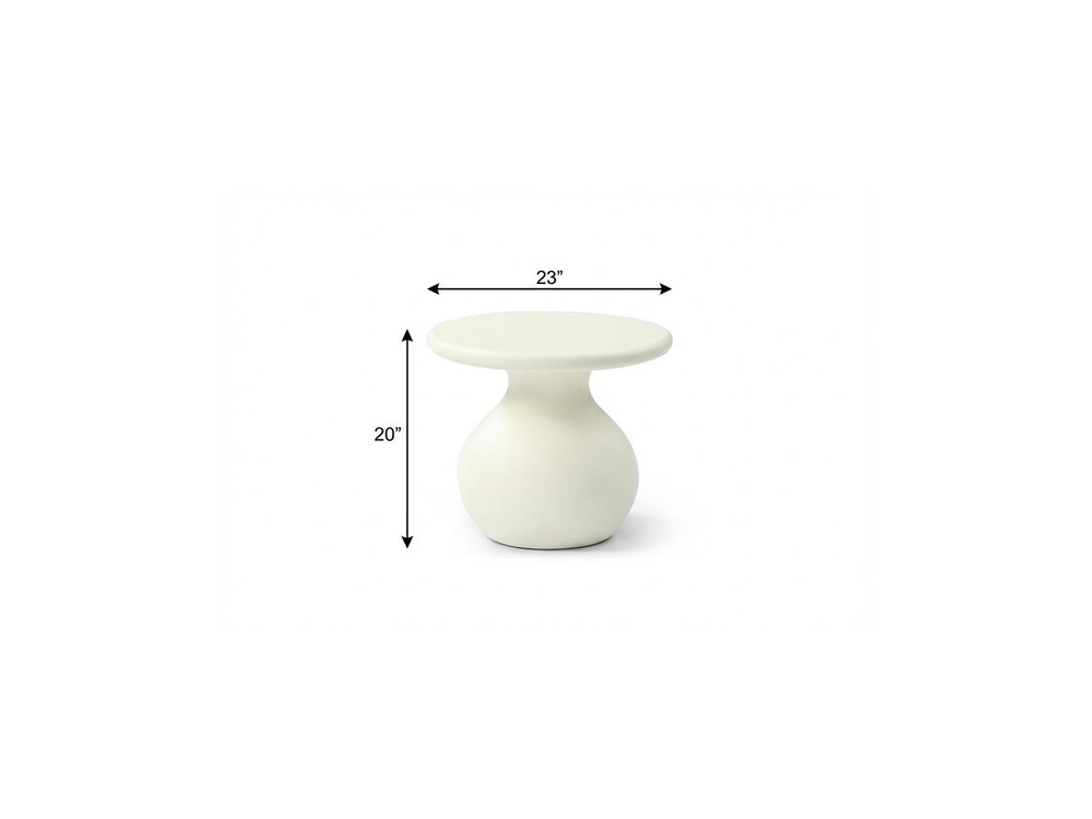23" Beige Curved Pedestal Modern End Table