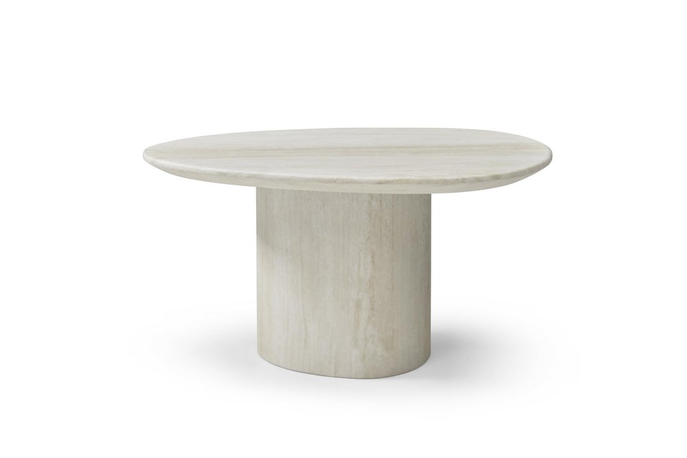 32" Beige Marble Oval Pedestal End Table