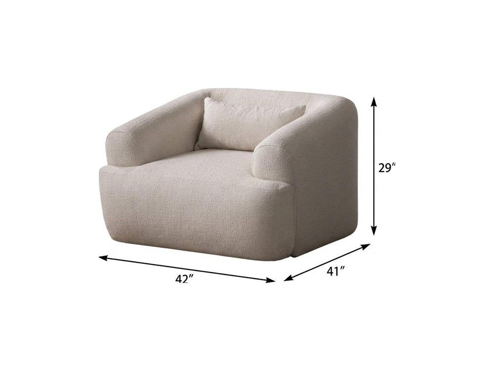 42" White Bouclé Slanted Armchair