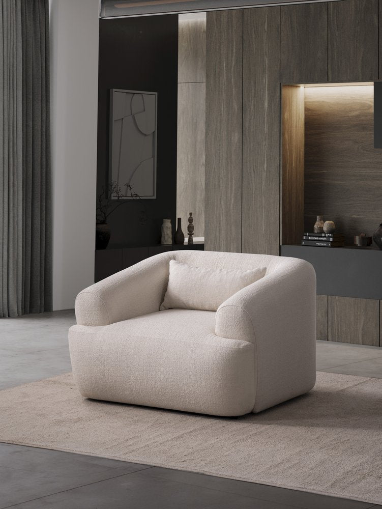 42" White Bouclé Slanted Armchair