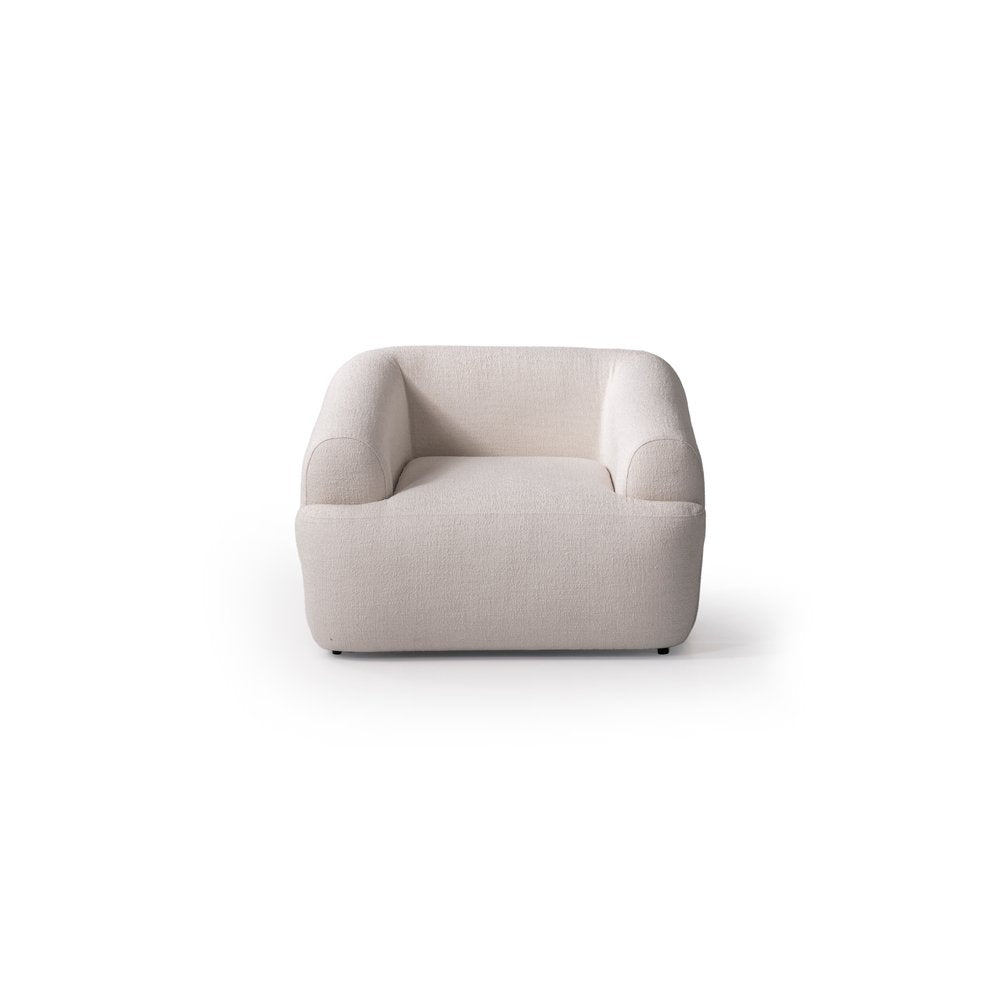 42" White Bouclé Slanted Armchair