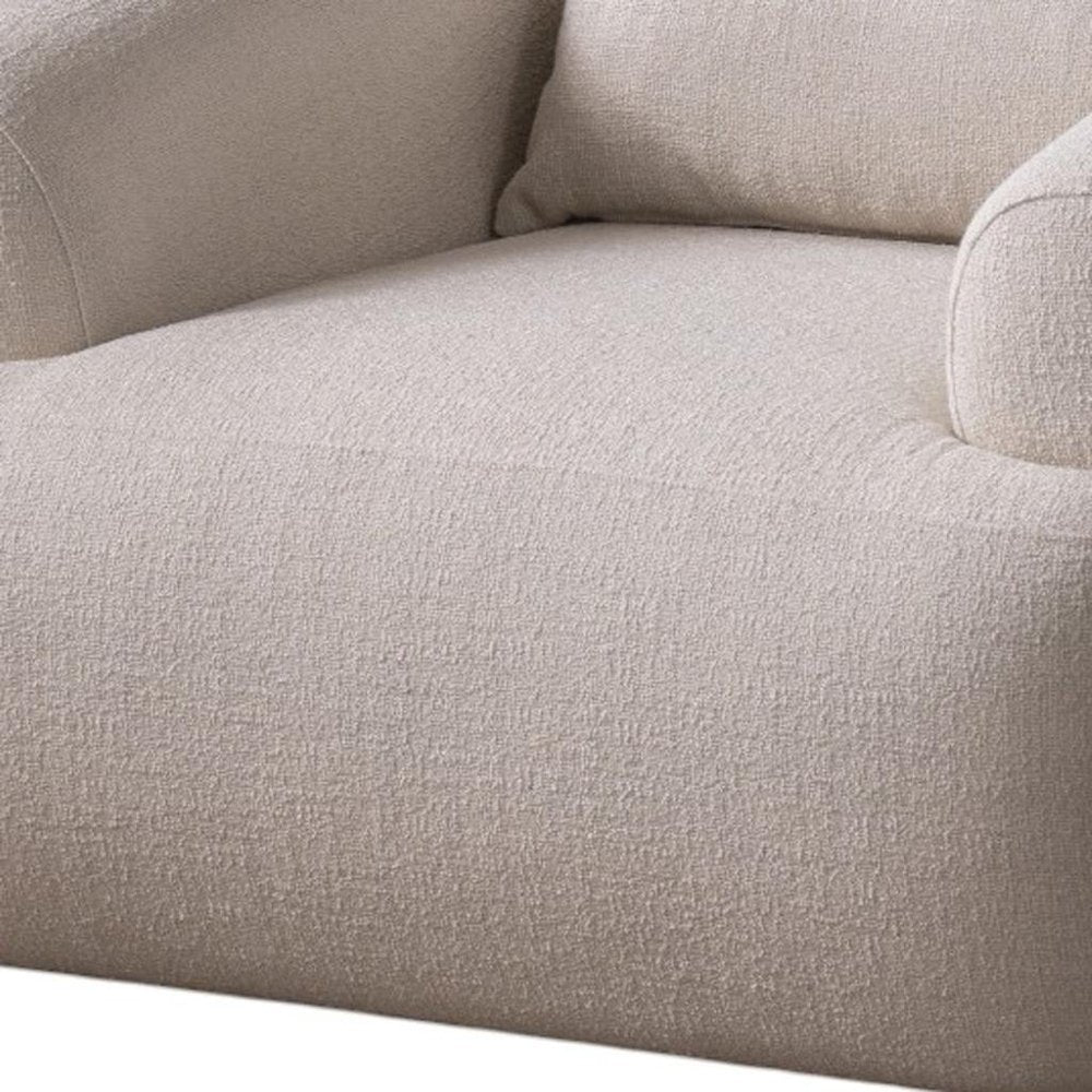 42" White Bouclé Slanted Armchair