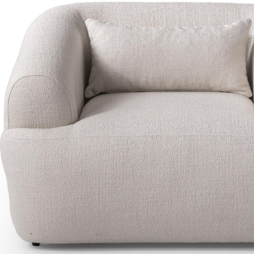 42" White Bouclé Slanted Armchair