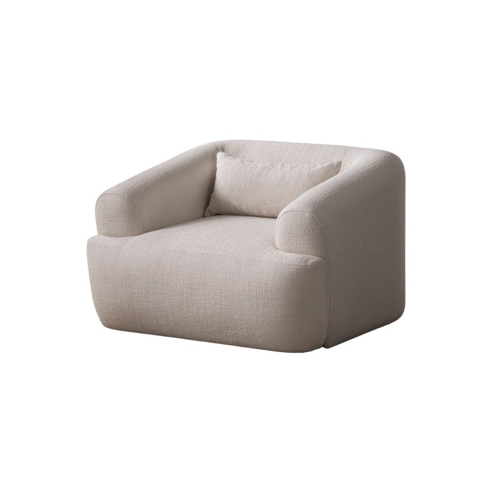 42" White Bouclé Slanted Armchair