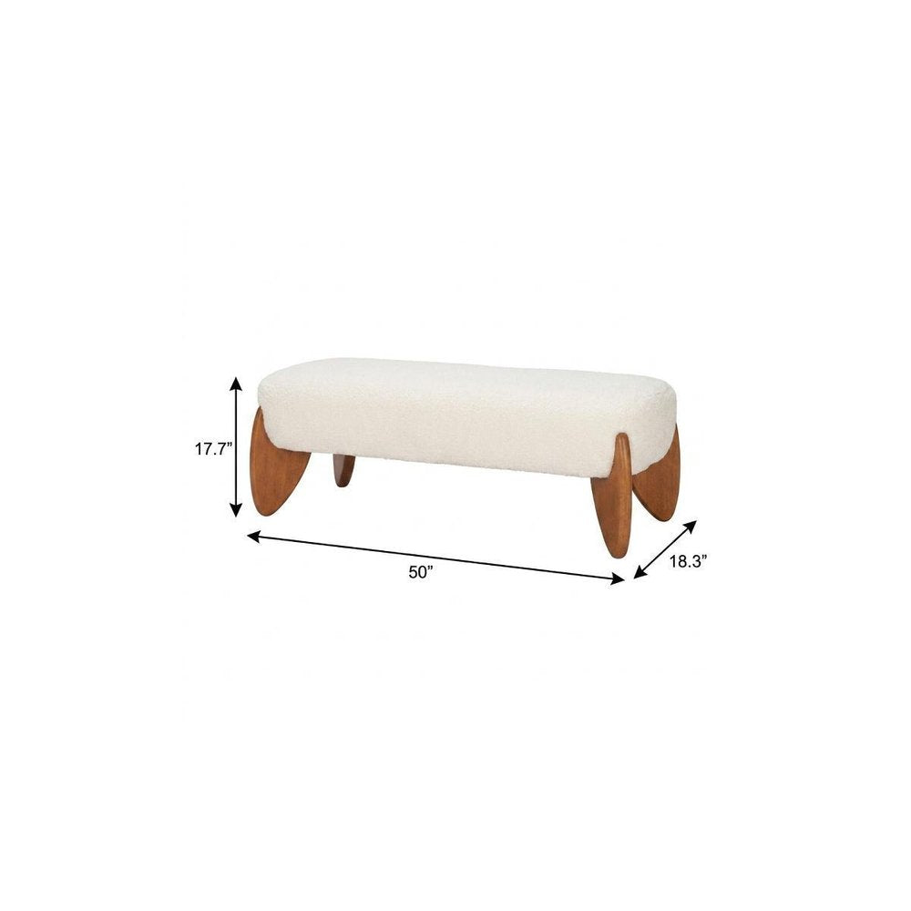 50" Ivory Bouclé Scandi Modern Bench