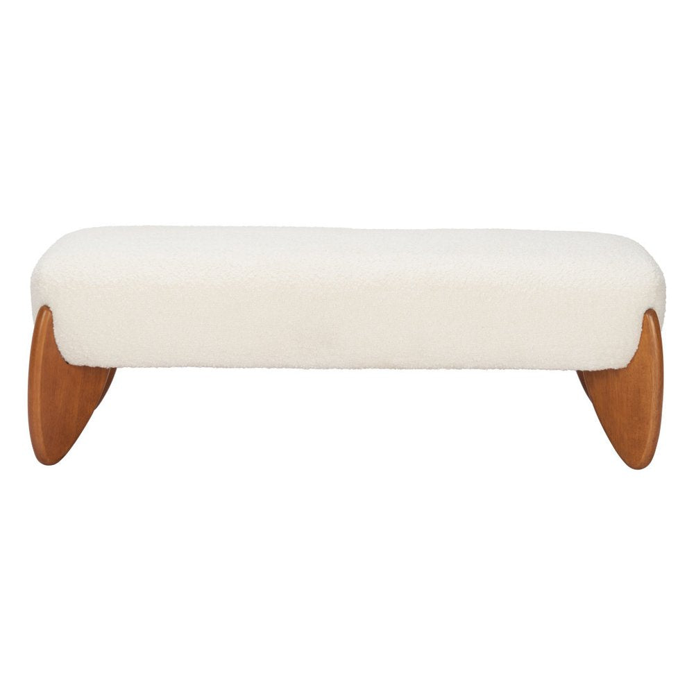 50" Ivory Bouclé Scandi Modern Bench
