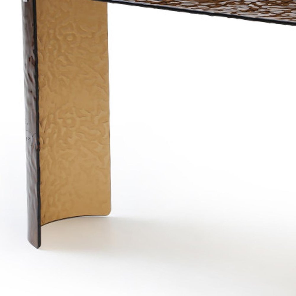 63" Bronze Glass Double Pedestal Console Table