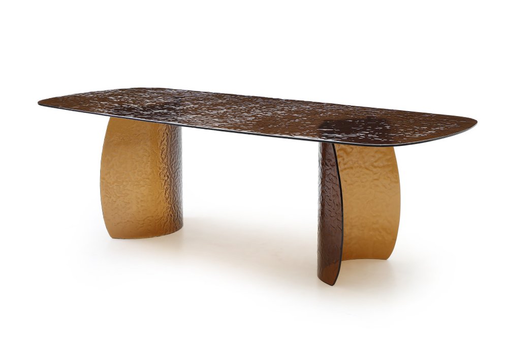 94" Bronze Curved Double Pedestal Dining Table