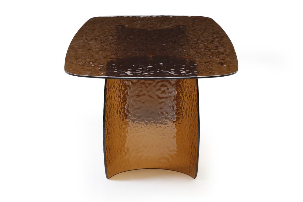 94" Bronze Glass Curved Pedestal Dining Table