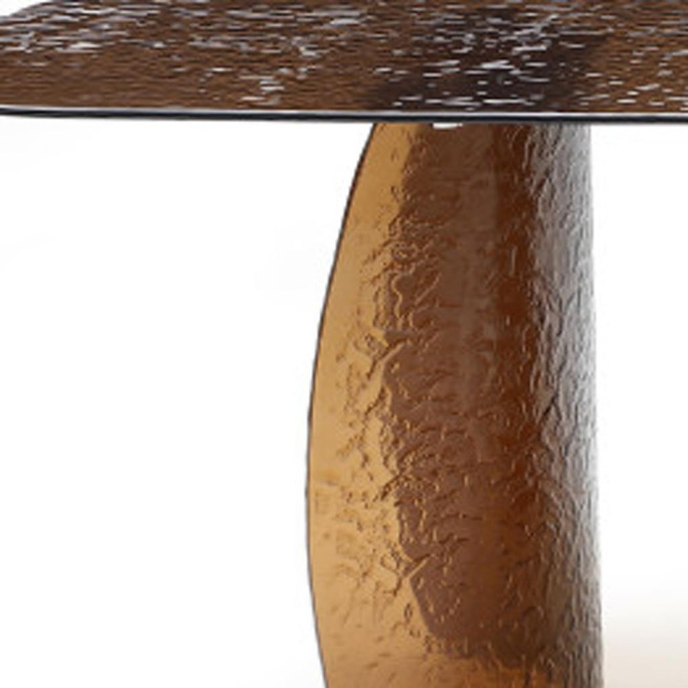 94" Bronze Glass Curved Pedestal Dining Table