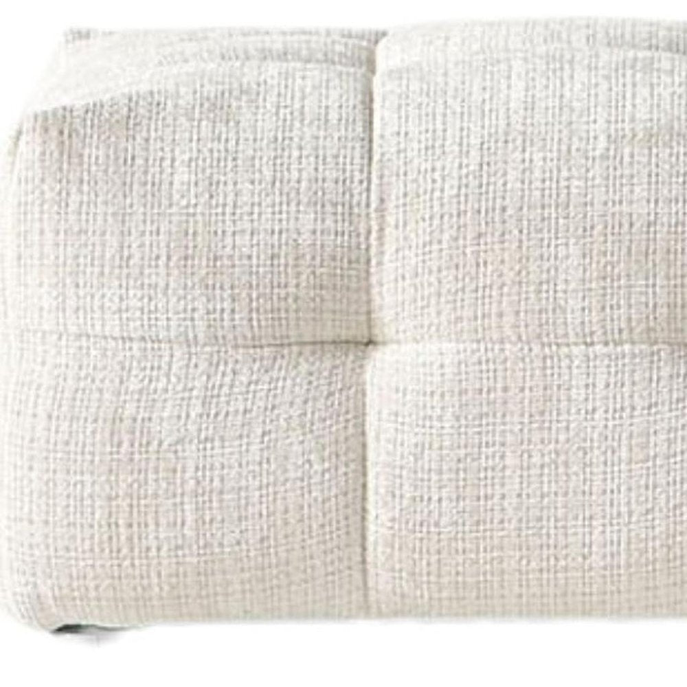 36" Beige Blind Tufted Chenille Ottoman