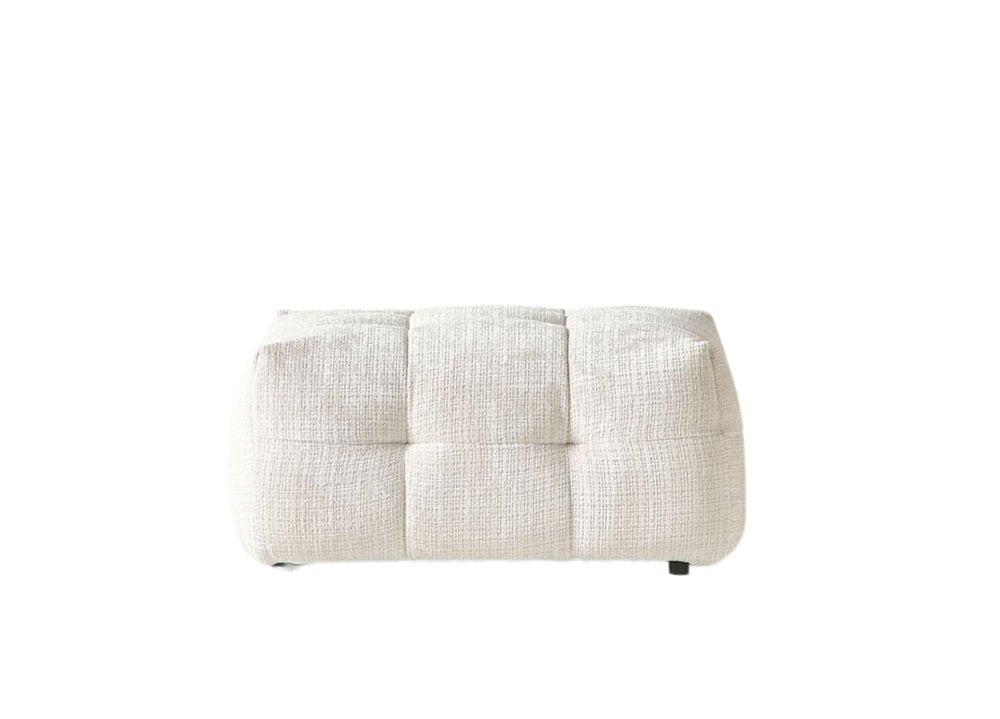 36" Beige Blind Tufted Chenille Ottoman