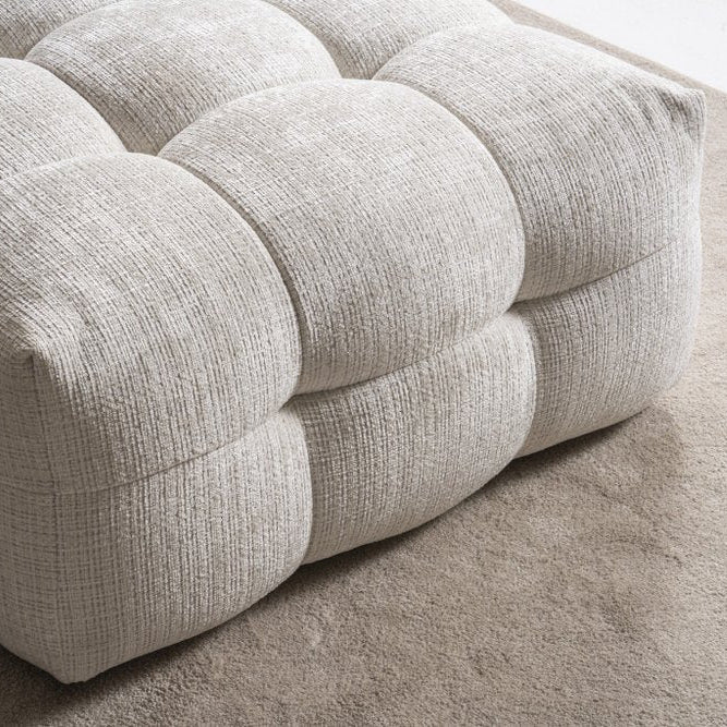 36" Beige Blind Tufted Chenille Ottoman