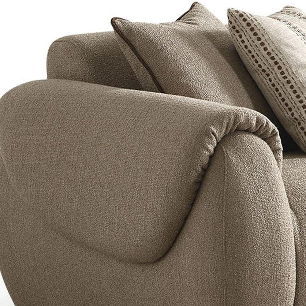 110" Taupe Bouclé Flore Chaise Sectional with Pillows