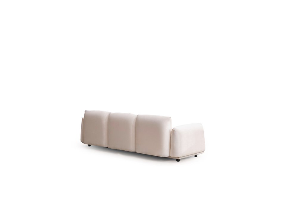 98" White Velvet Pillow Sofa