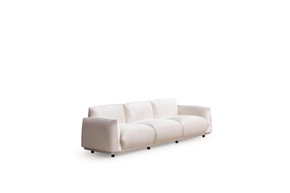 98" White Velvet Pillow Sofa
