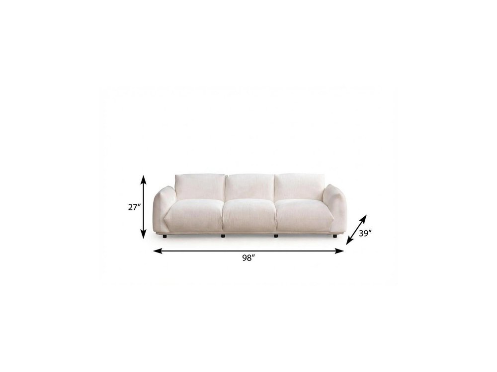 98" White Velvet Pillow Sofa