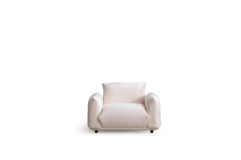 47" White Velvet Pillow Armchair