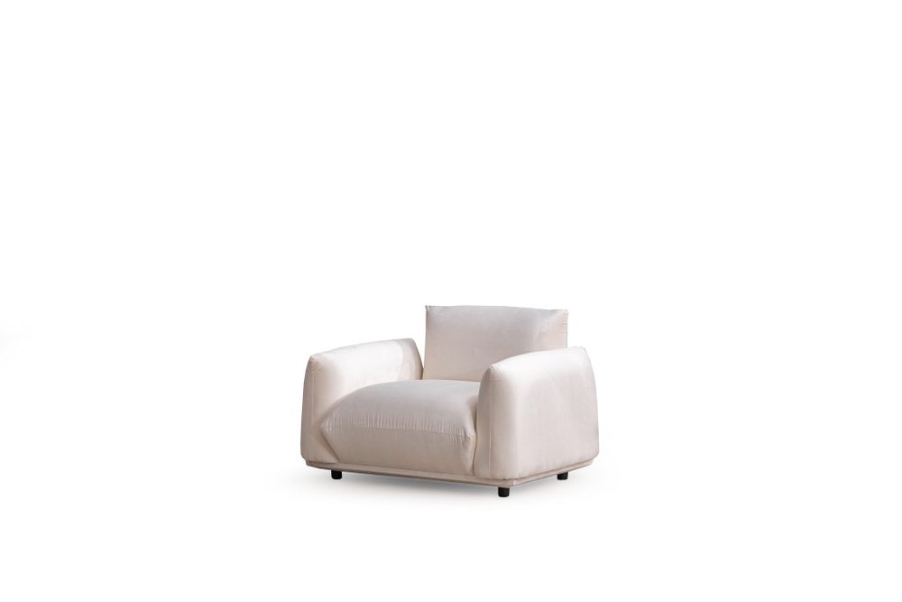 47" White Velvet Pillow Armchair