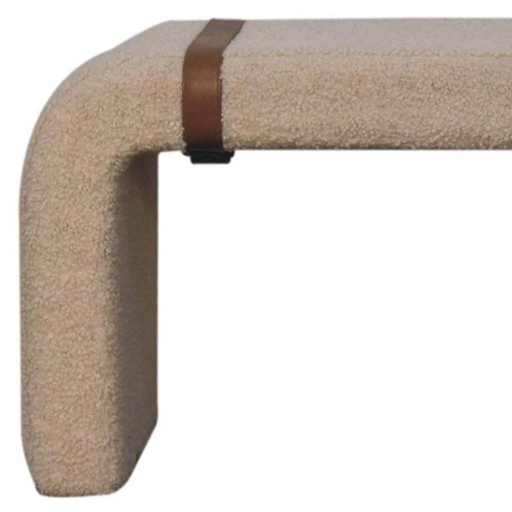 35" Beige Bouclé Arch Bench