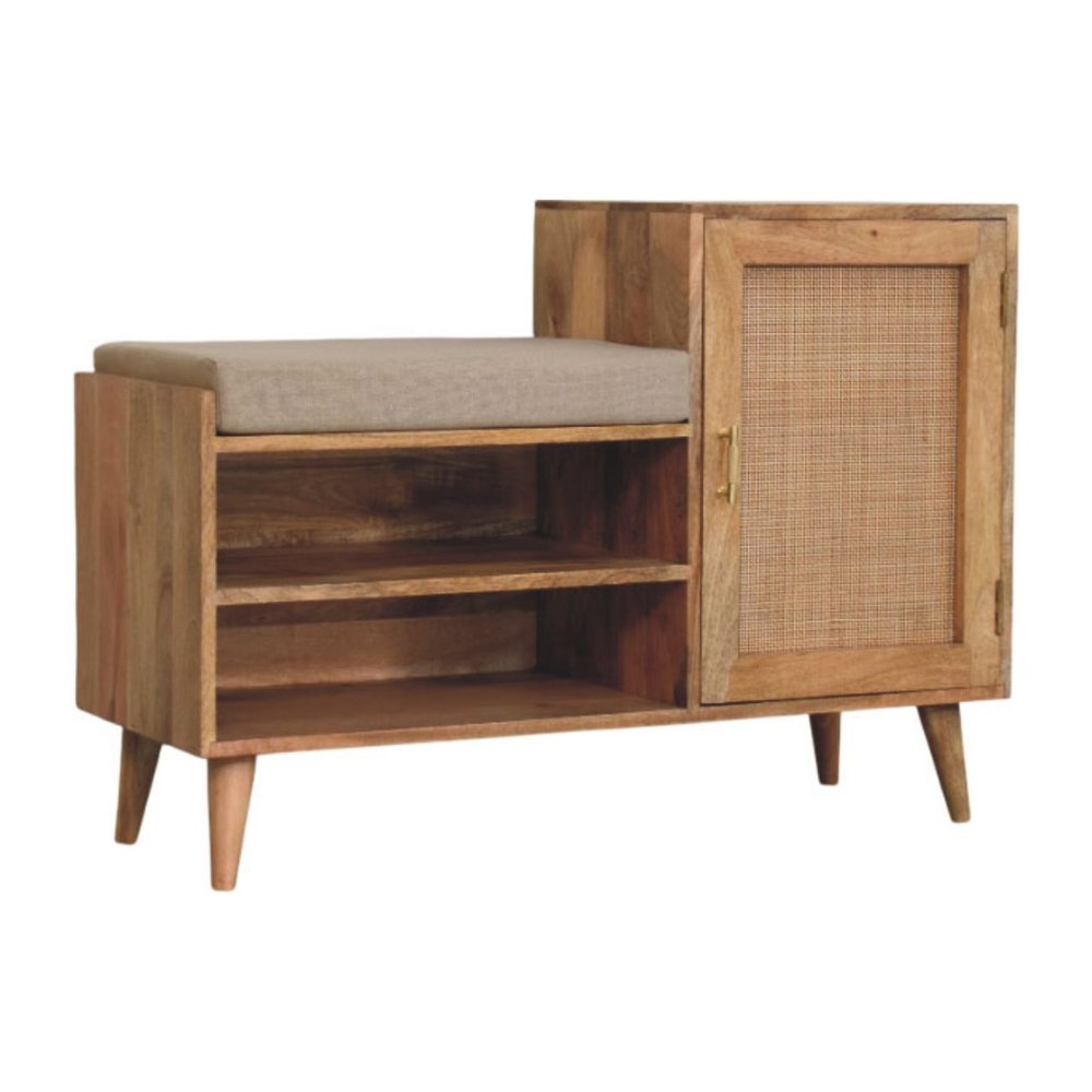 41" Natural Scandinavian Bench with Cabinet