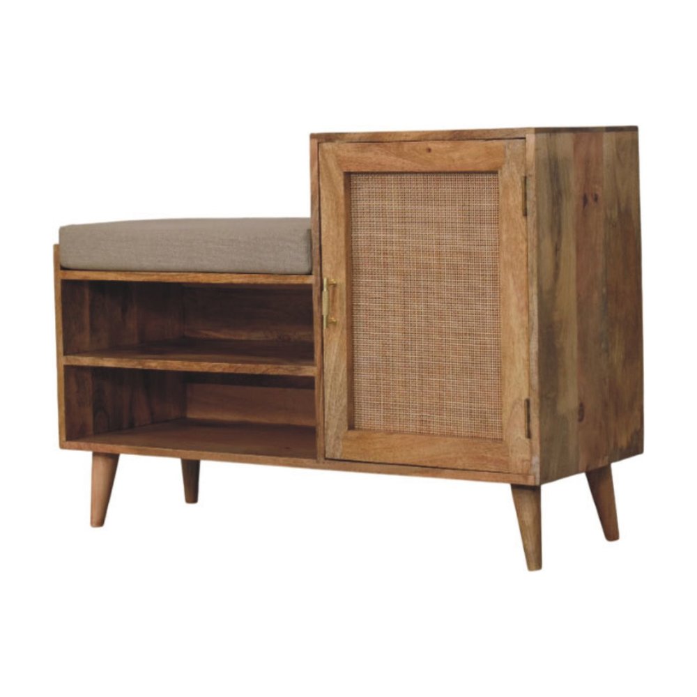 41" Natural Scandinavian Bench with Cabinet