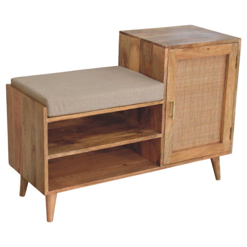 41" Natural Scandinavian Bench with Cabinet