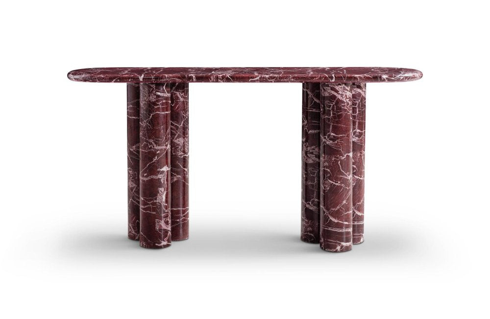 60" Marble Cluster Pedestal Console Table