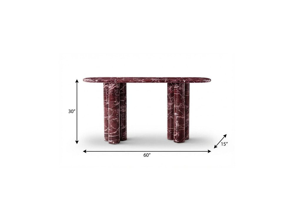 60" Marble Cluster Pedestal Console Table