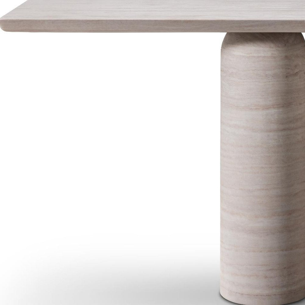 60" Beige Marble Center Pedestals Console Table