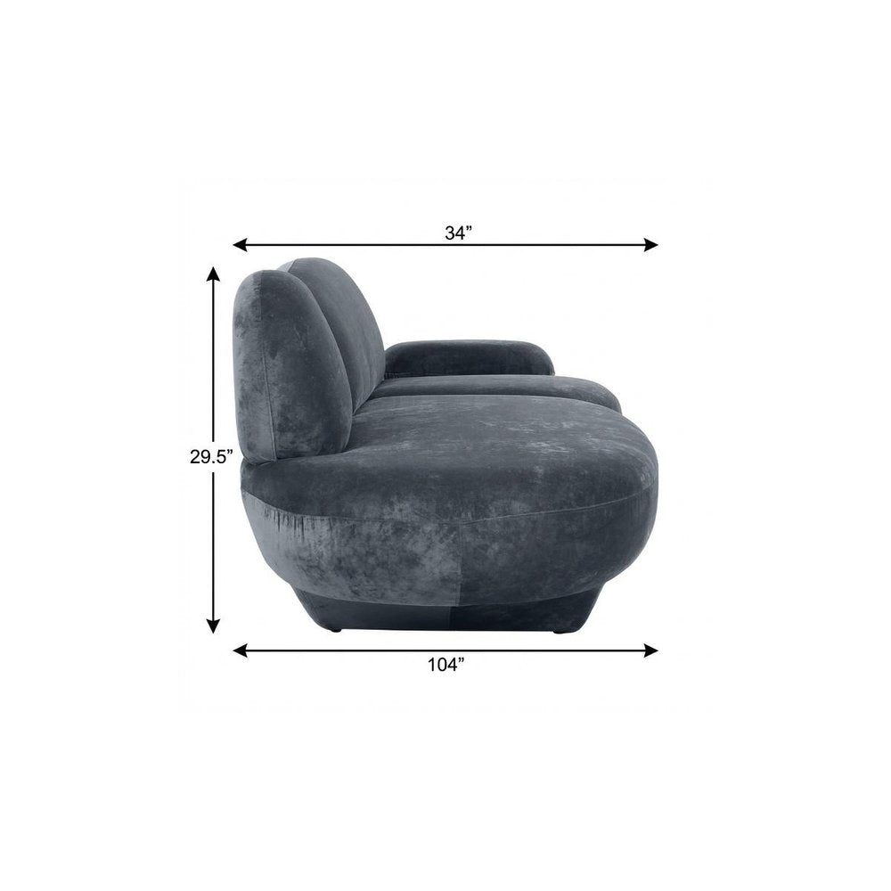104" Gray Retro Velvet Sofa