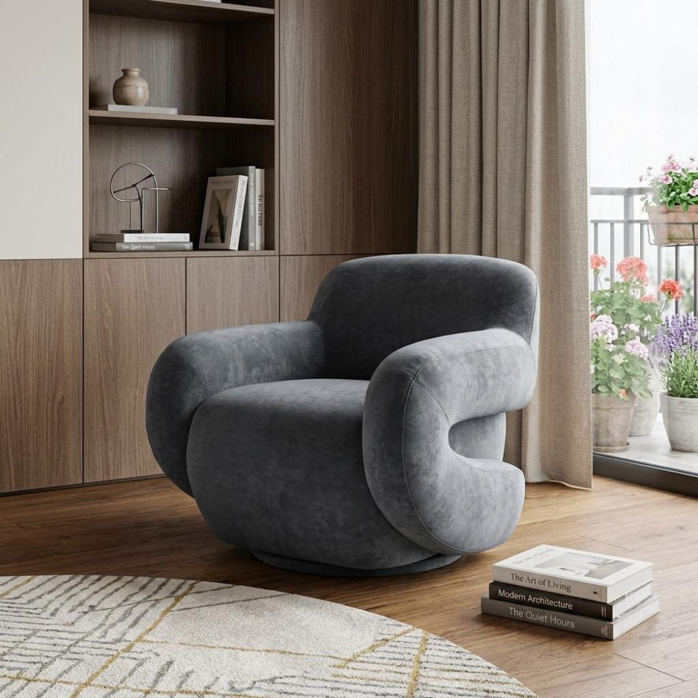 38" Gray Retro Future Velvet Sofa
