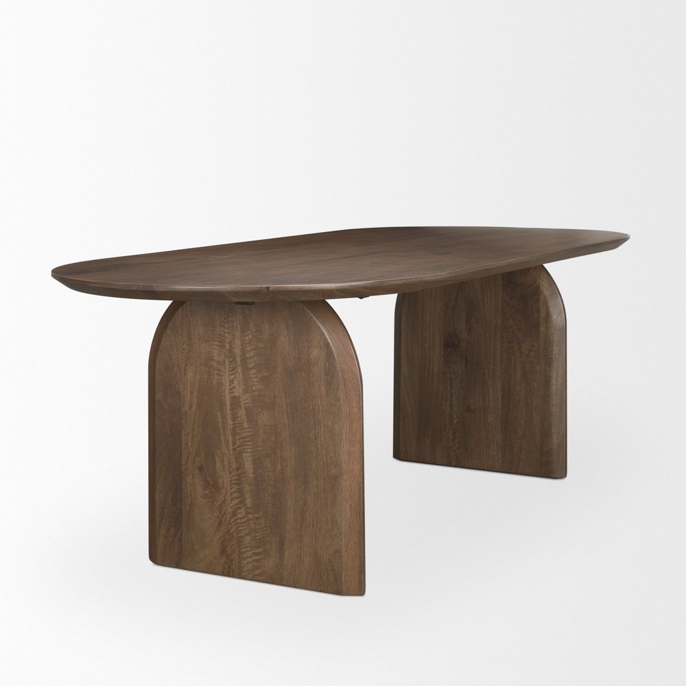 87" Modern Double Pedestal Wood Dining Table