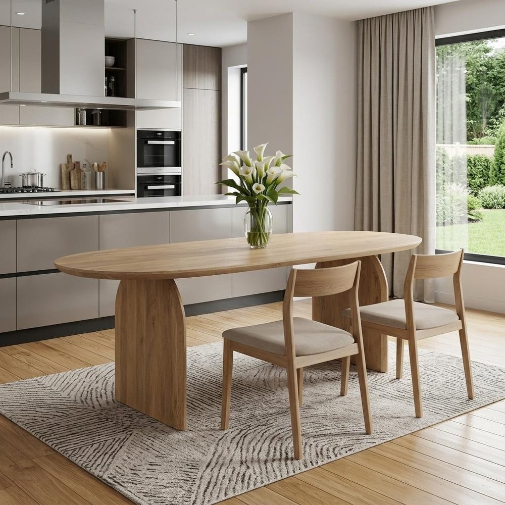 87" Modern Double Pedestal Wood Dining Table