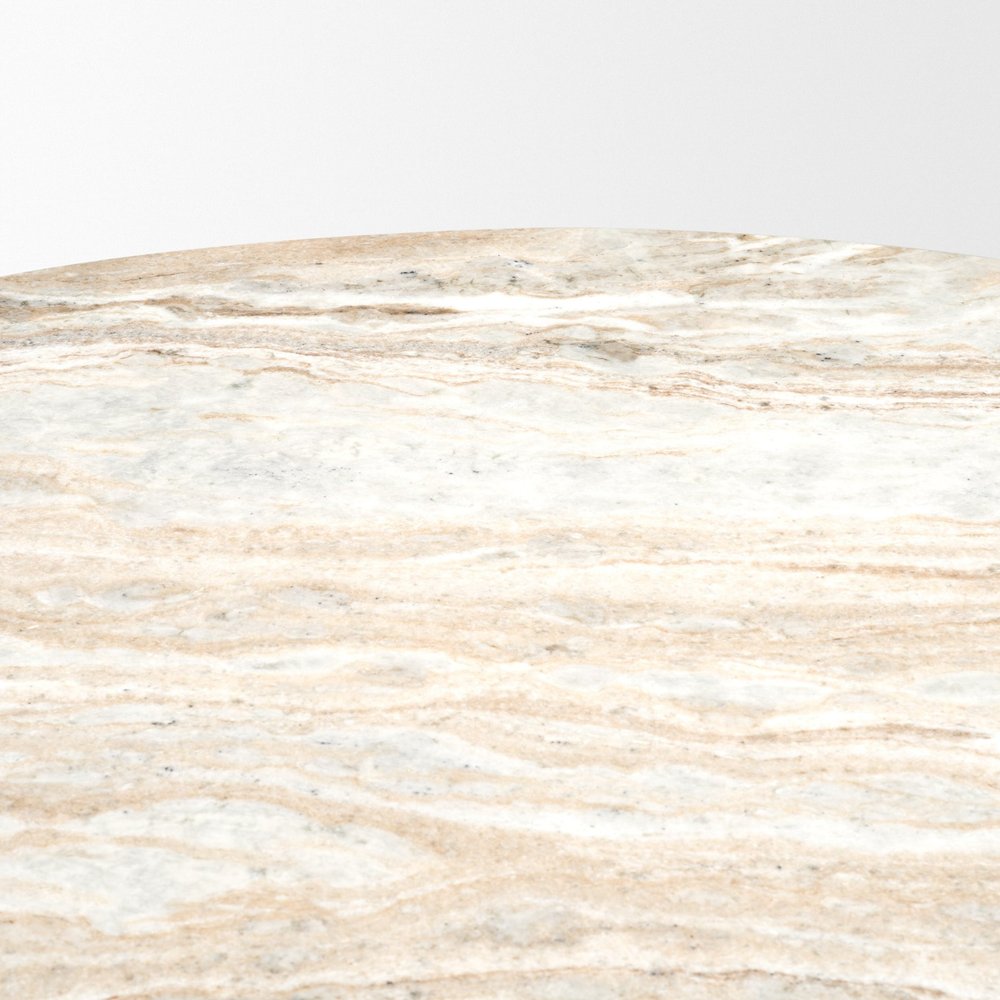 60" Fluted Wood and Marble Pedestal Dining Table